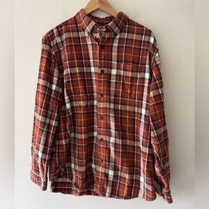 L.L.Bean Mens Traditional Fit Cotton Flannel Plaid Long Sleeve Button Down Shirt